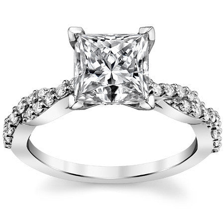 Round Brilliant Moissanite Twisted Infinity Engagement Ring, 0.30ct