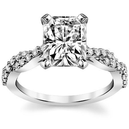 Round Brilliant Moissanite Twisted Infinity Engagement Ring, 0.30ct