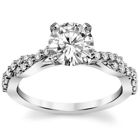 Round Brilliant Moissanite Twisted Infinity Engagement Ring, 0.30ct