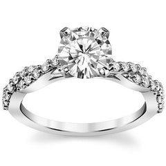 Round Brilliant Moissanite Twisted Infinity Engagement Ring, 0.30ct