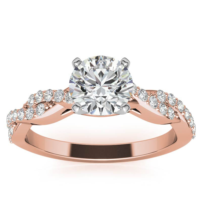 Round Brilliant Moissanite Twisted Infinity Engagement Ring, 0.30ct