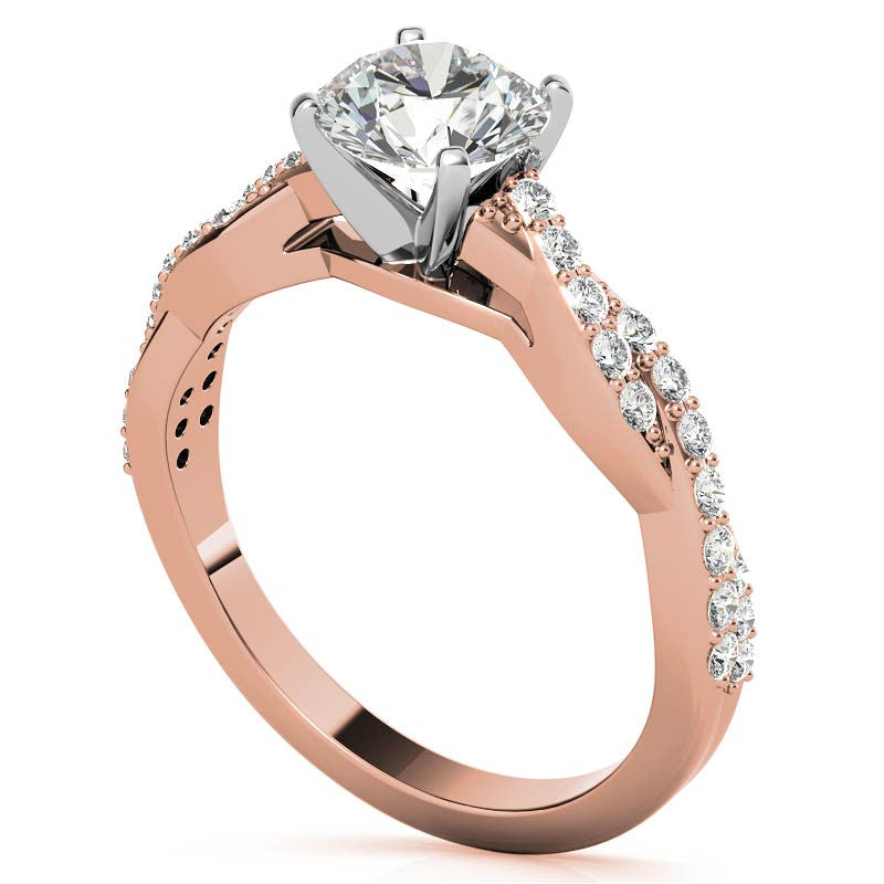 Round Brilliant Moissanite Twisted Infinity Engagement Ring, 0.30ct