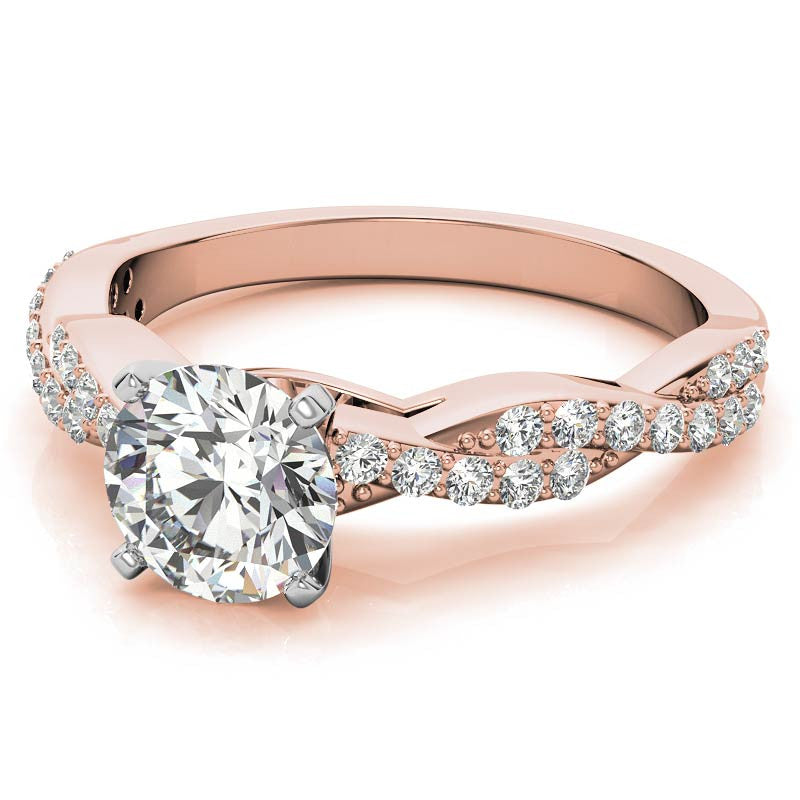 Round Brilliant Moissanite Twisted Infinity Engagement Ring, 0.30ct