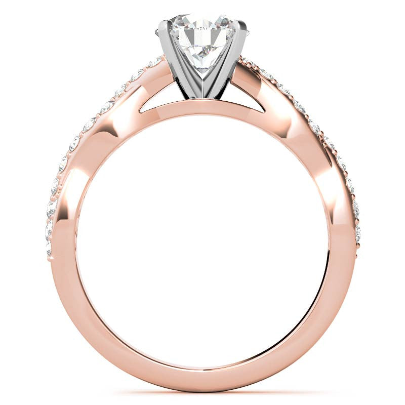 Round Brilliant Moissanite Twisted Infinity Engagement Ring, 0.30ct