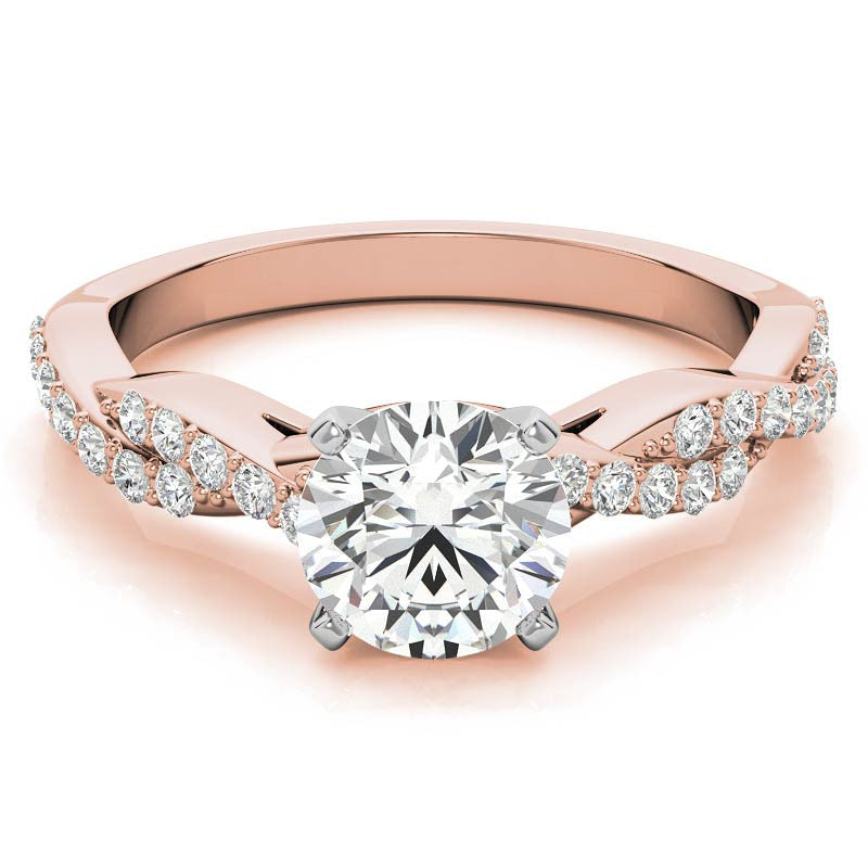 Round Brilliant Moissanite Twisted Infinity Engagement Ring, 0.30ct