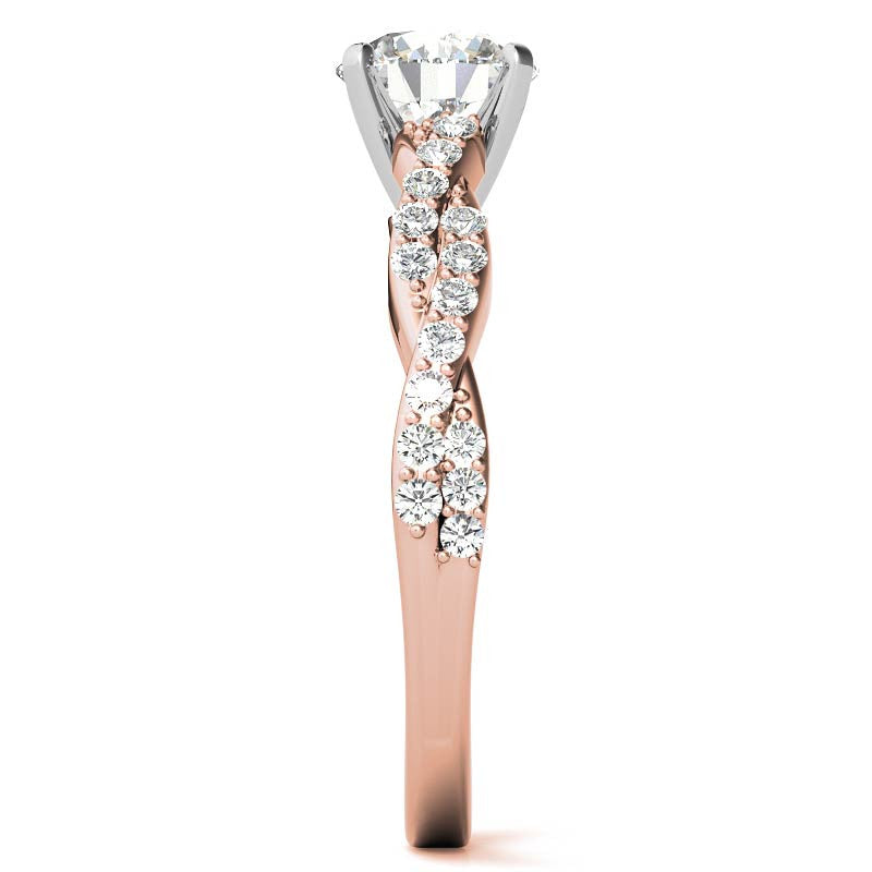 Round Brilliant Moissanite Twisted Infinity Engagement Ring, 0.30ct