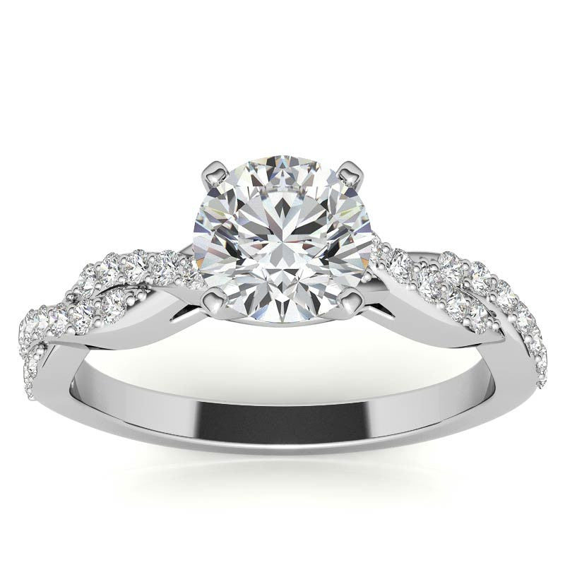 Round Brilliant Moissanite Twisted Infinity Engagement Ring, 0.30ct