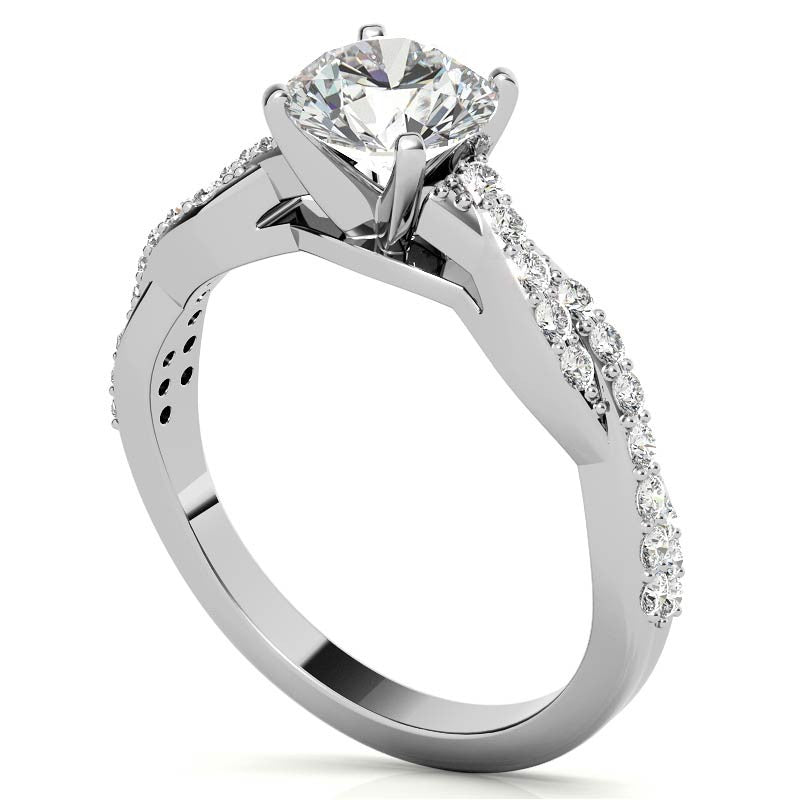 Round Brilliant Moissanite Twisted Infinity Engagement Ring, 0.30ct