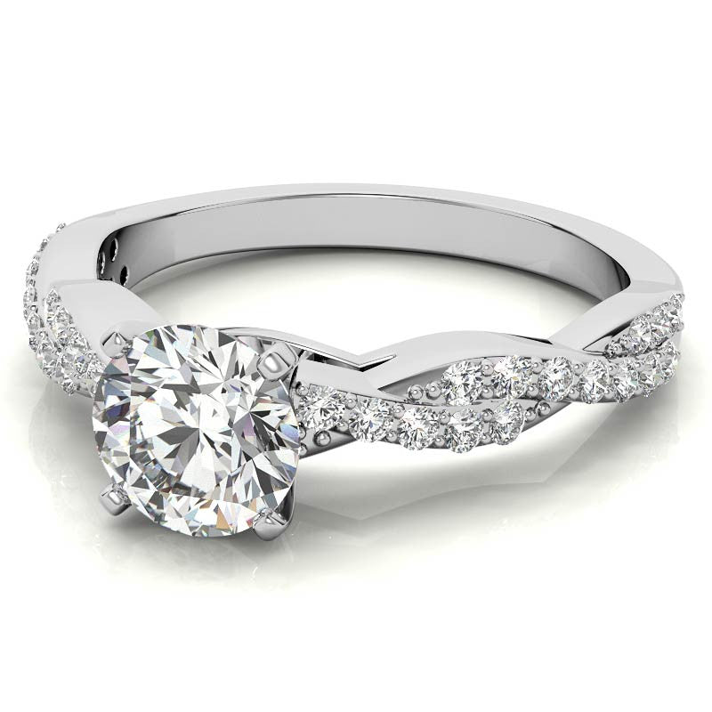 Round Brilliant Moissanite Twisted Infinity Engagement Ring, 0.30ct