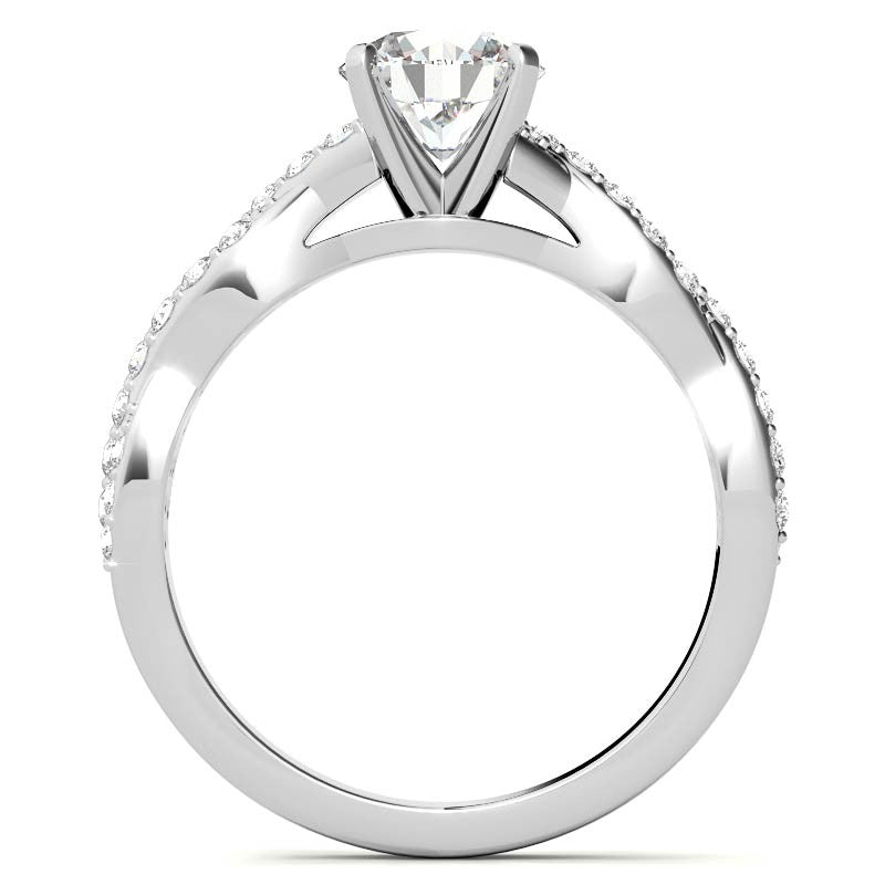 Round Brilliant Moissanite Twisted Infinity Engagement Ring, 0.30ct