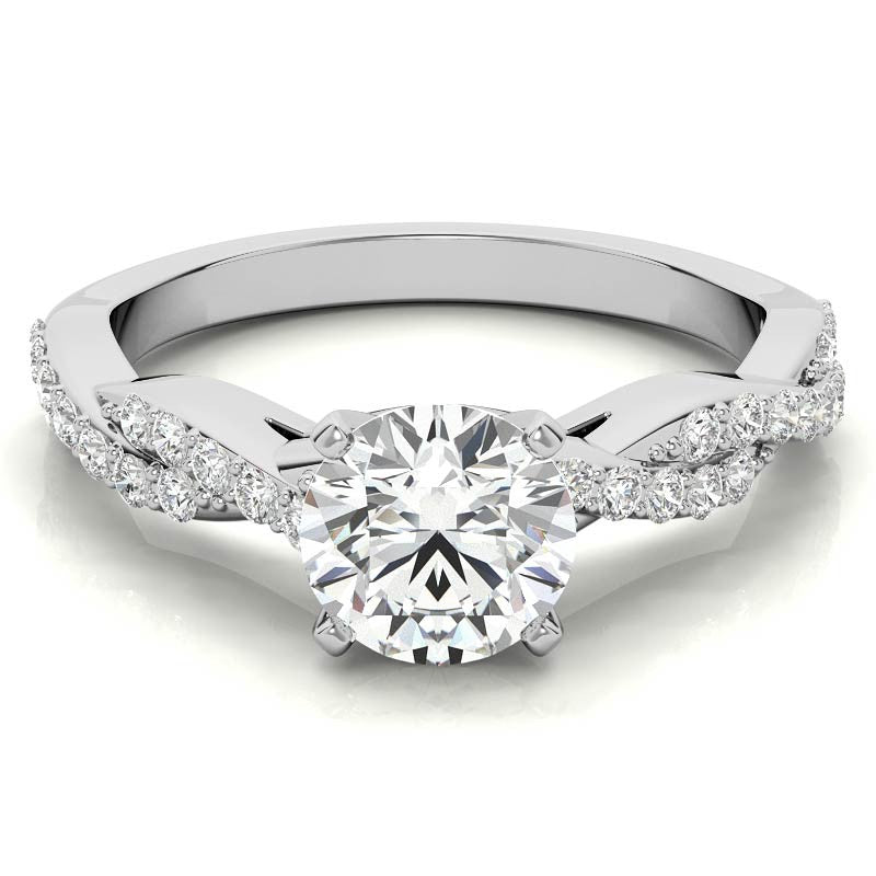 Round Brilliant Moissanite Twisted Infinity Engagement Ring, 0.30ct