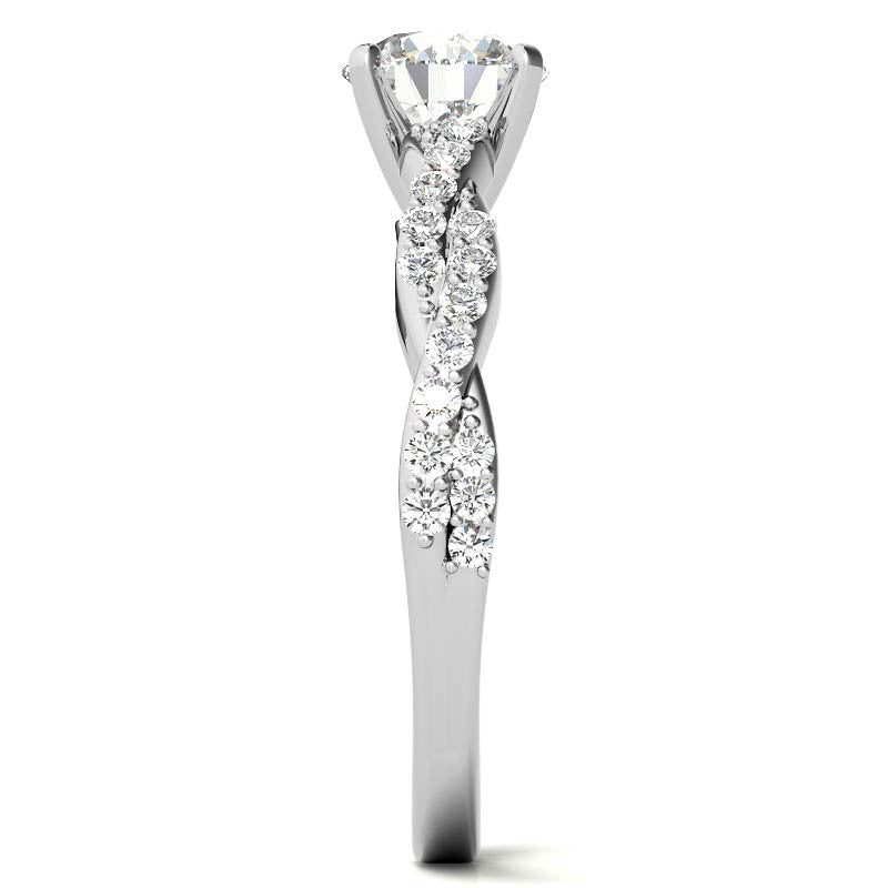 Round Brilliant Moissanite Twisted Infinity Engagement Ring, 0.30ct
