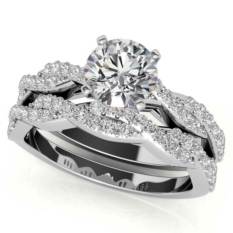 Round Brilliant Moissanite Twisted Infinity Engagement Ring, 0.30ct