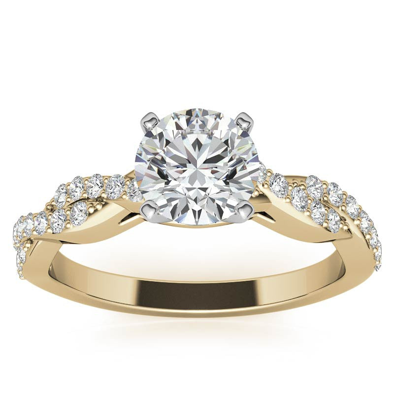 Round Brilliant Moissanite Twisted Infinity Engagement Ring, 0.30ct