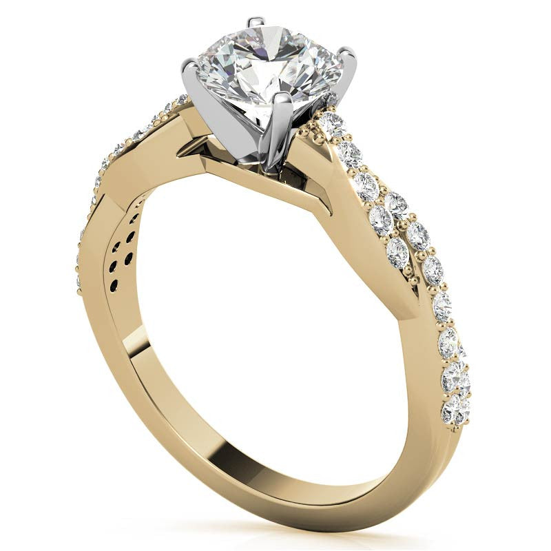 Round Brilliant Moissanite Twisted Infinity Engagement Ring, 0.30ct