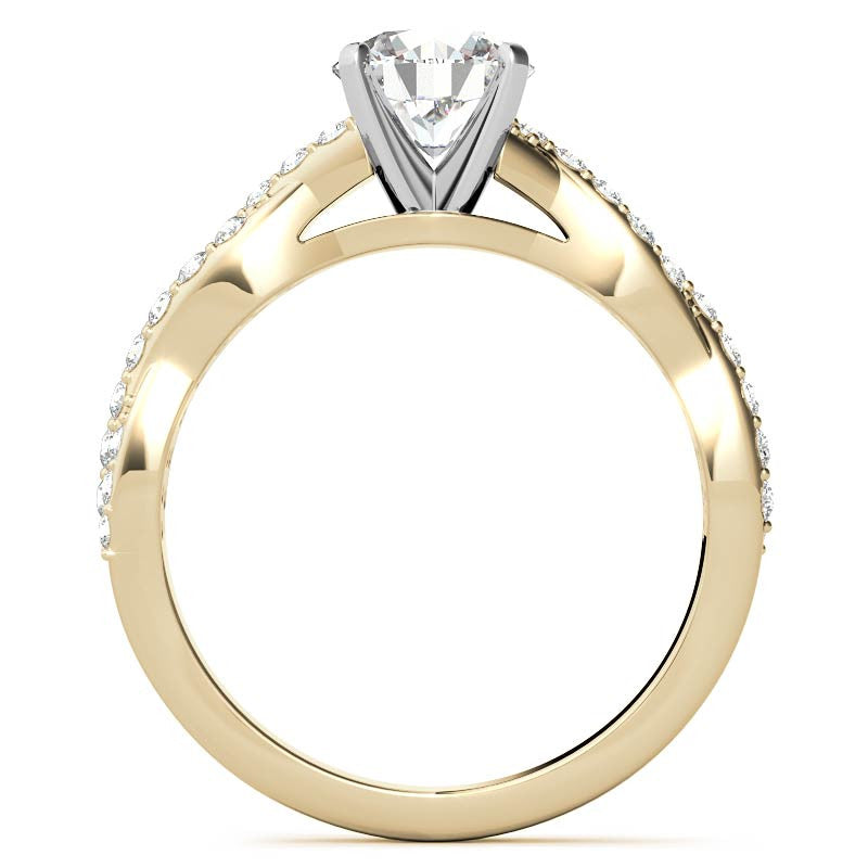 Round Brilliant Moissanite Twisted Infinity Engagement Ring, 0.30ct