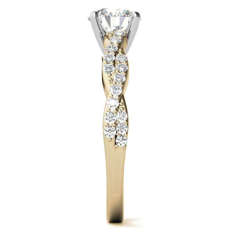 Round Brilliant Moissanite Twisted Infinity Engagement Ring, 0.30ct