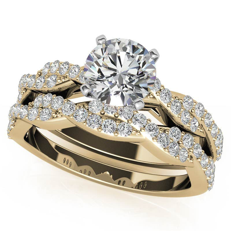 Round Brilliant Moissanite Twisted Infinity Engagement Ring, 0.30ct