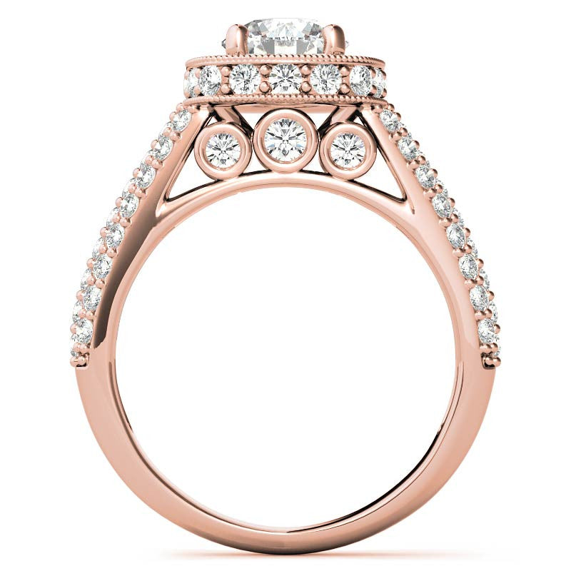 Antique Pave Halo Moissanite Engagement Ring