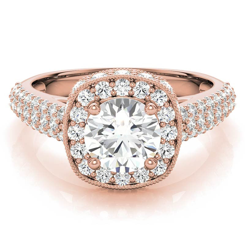 Antique Pave Halo Moissanite Engagement Ring