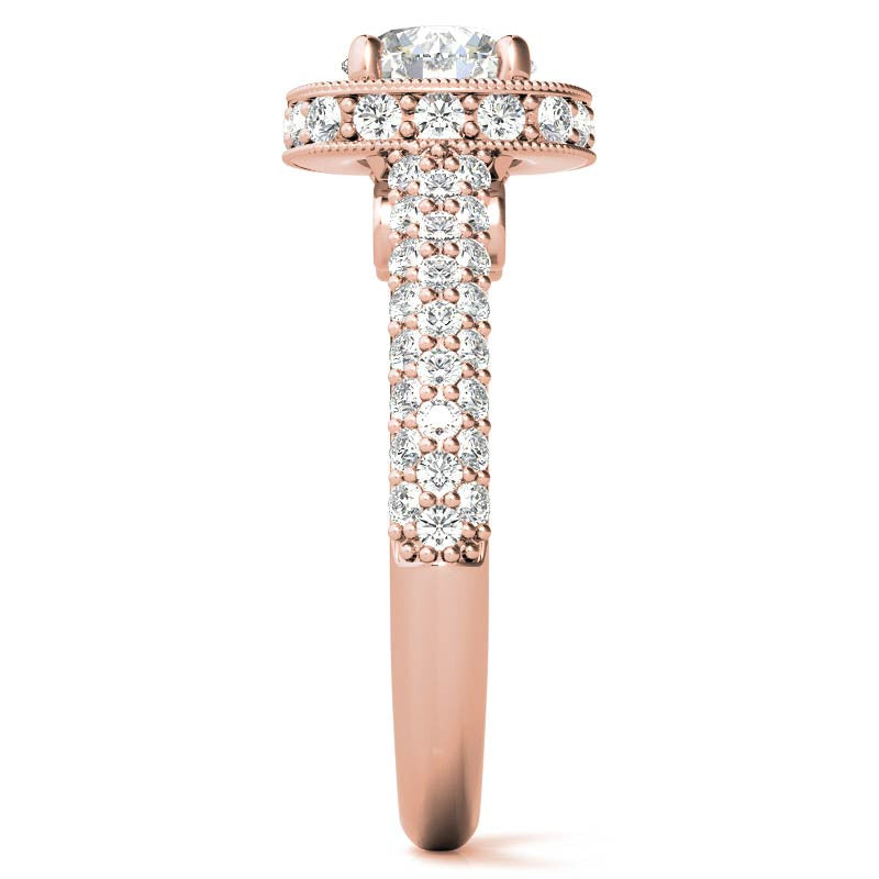 Antique Pave Halo Moissanite Engagement Ring