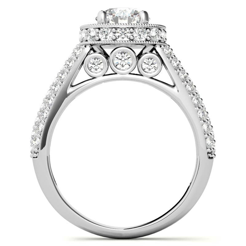 Antique Pave Halo Moissanite Engagement Ring