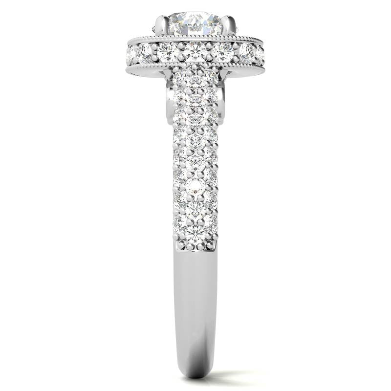 Antique Pave Halo Moissanite Engagement Ring