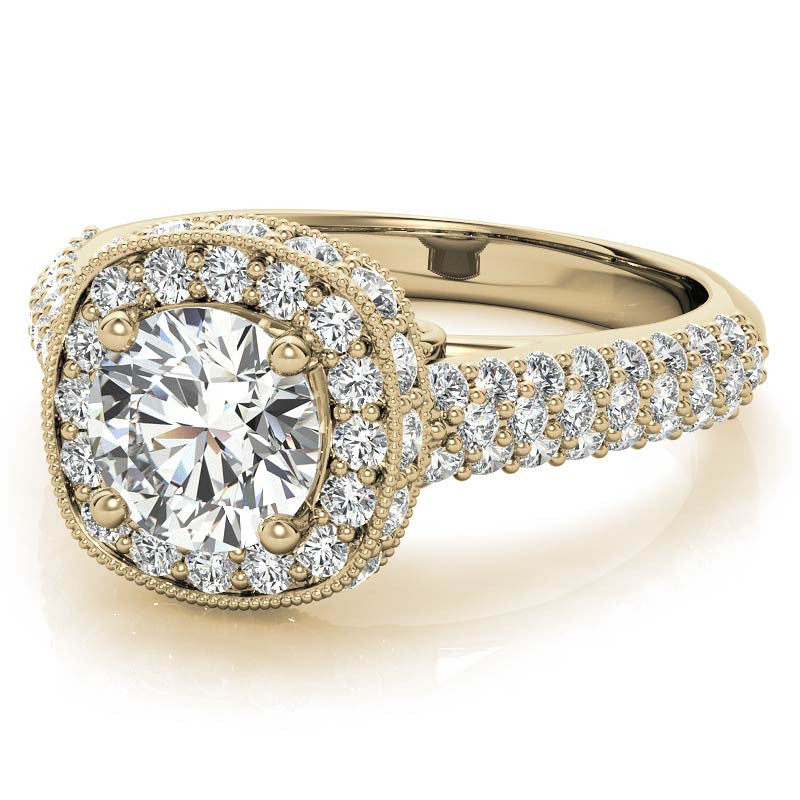 Antique Pave Halo Moissanite Engagement Ring