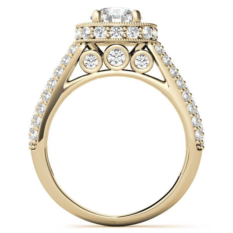 Antique Pave Halo Moissanite Engagement Ring