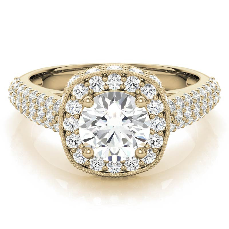 Antique Pave Halo Moissanite Engagement Ring