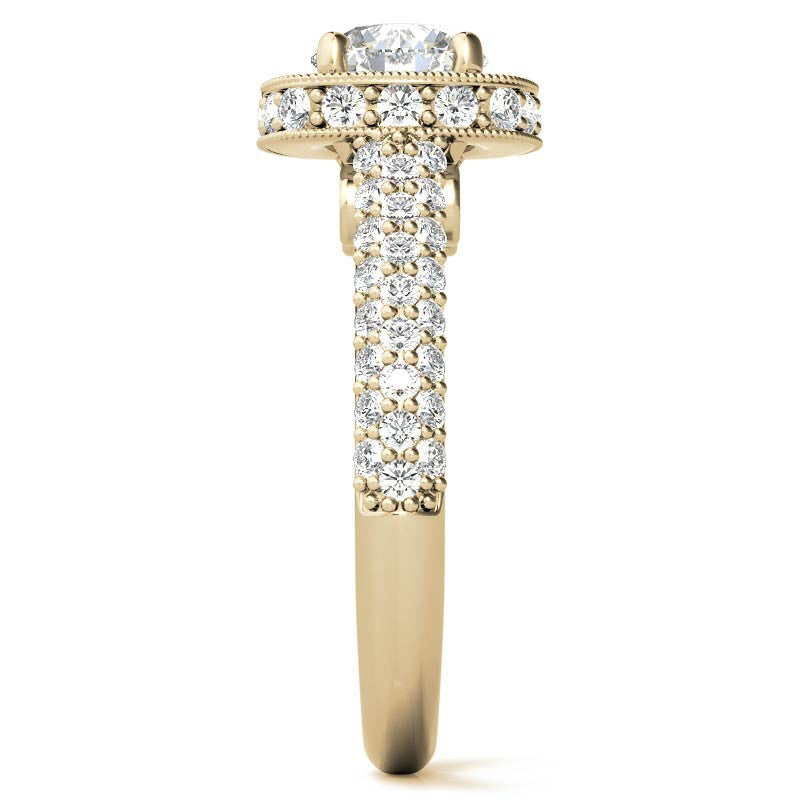 Antique Pave Halo Moissanite Engagement Ring