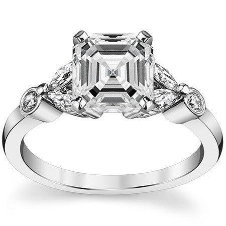 Round & Marquise Moissanite Engagement Ring