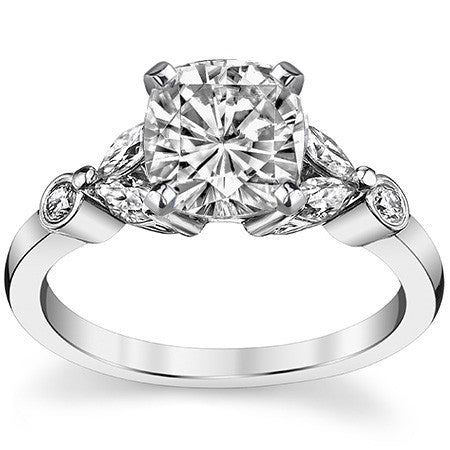 Round & Marquise Moissanite Engagement Ring
