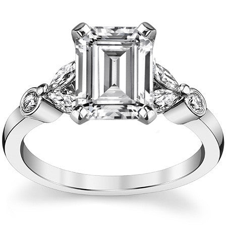 Round & Marquise Moissanite Engagement Ring
