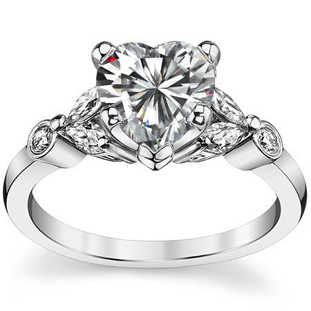 Round & Marquise Moissanite Engagement Ring
