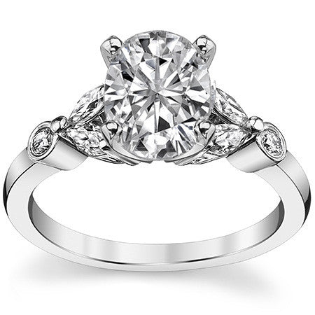 Round & Marquise Moissanite Engagement Ring
