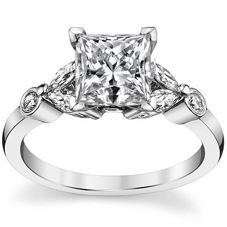 Round & Marquise Moissanite Engagement Ring