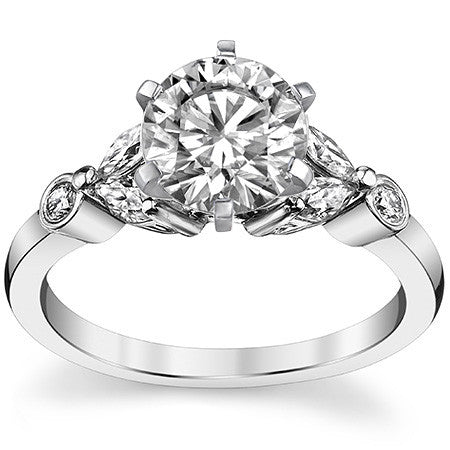 Round & Marquise Moissanite Engagement Ring