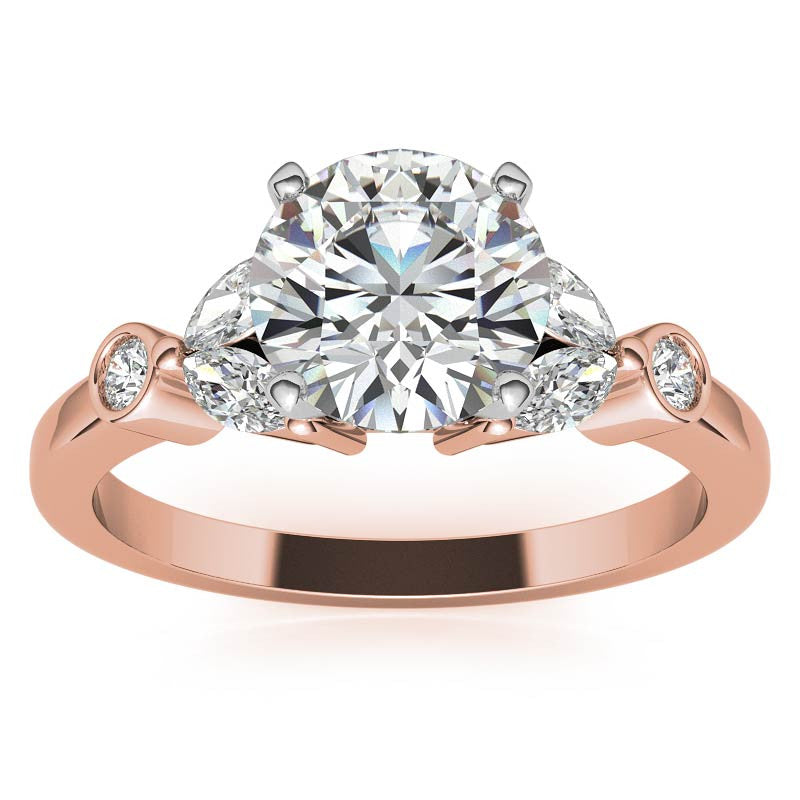 Round & Marquise Moissanite Engagement Ring