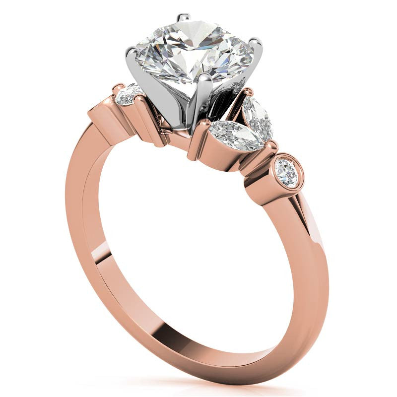 Round & Marquise Moissanite Engagement Ring