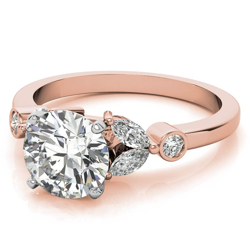 Round & Marquise Moissanite Engagement Ring