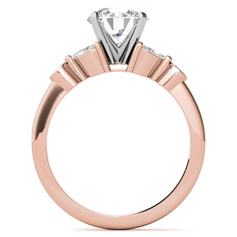 Round & Marquise Moissanite Engagement Ring
