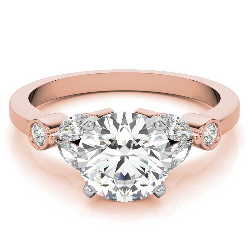 Round & Marquise Moissanite Engagement Ring