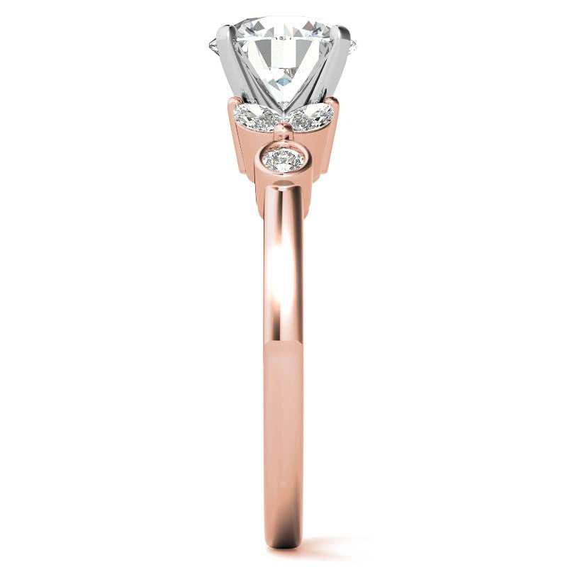 Round & Marquise Moissanite Engagement Ring