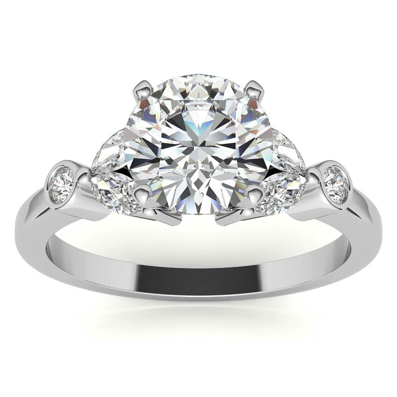 Round & Marquise Moissanite Engagement Ring