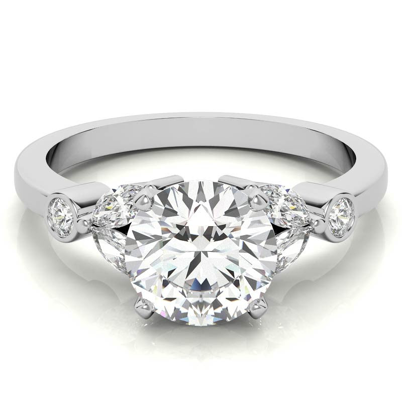 Round & Marquise Moissanite Engagement Ring