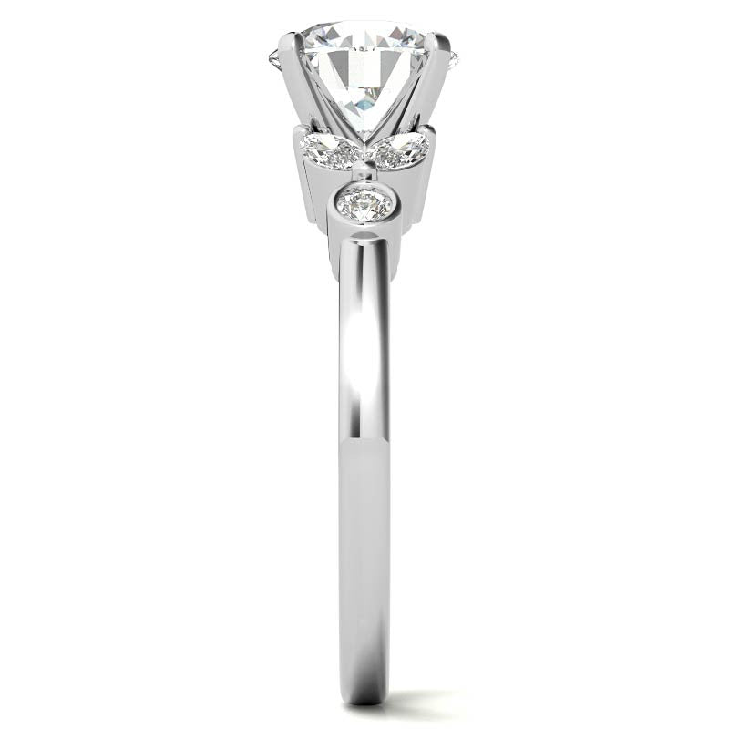 Round & Marquise Moissanite Engagement Ring