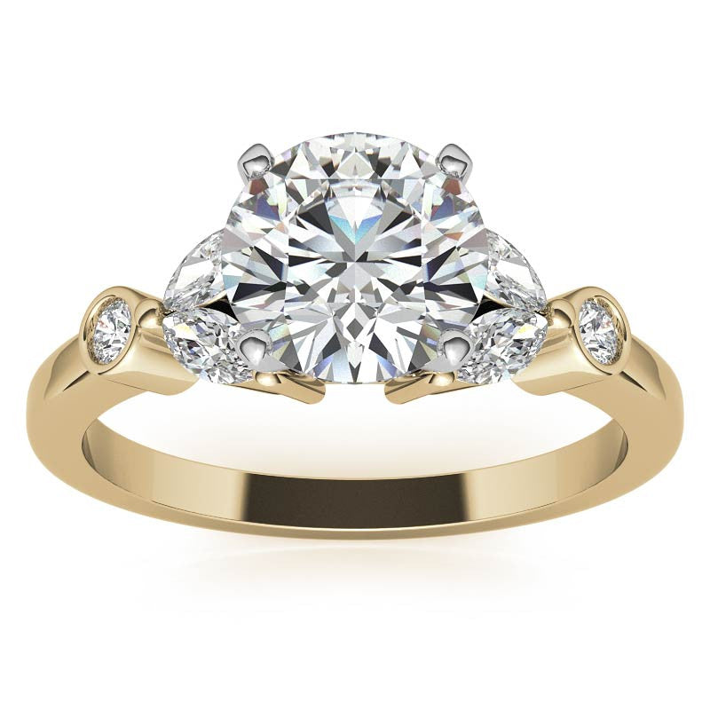 Round & Marquise Moissanite Engagement Ring