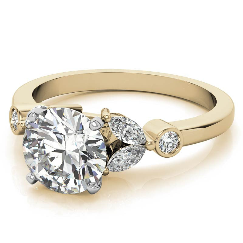 Round & Marquise Moissanite Engagement Ring