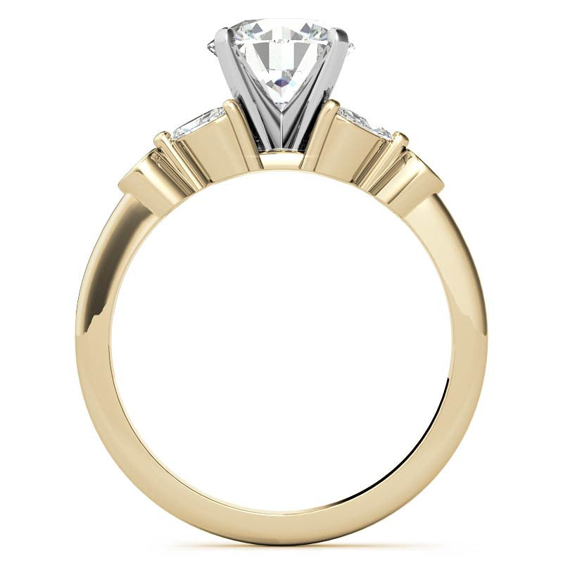 Round & Marquise Moissanite Engagement Ring